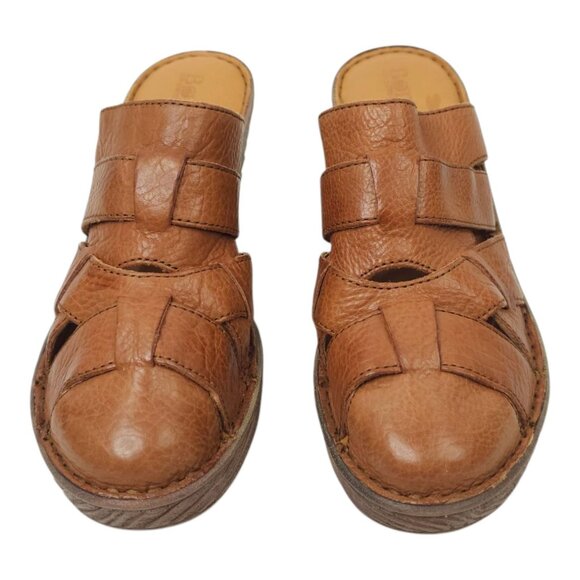 Born Pollina Clog Mule Womens Size 9 M Block Heel Platform Brown Leather Woven - Picture 5 of 16